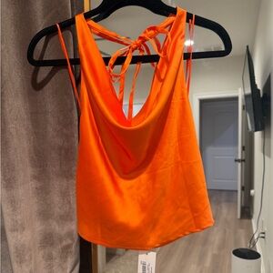 Halter cowl neck satin top